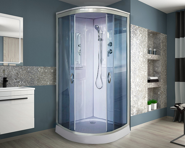 Душ.каб. Niagara NG- 116-15T (90х90х215) низкий поддон (15 см) стенки АКРИЛ стекло тонир,хром.проф. 5 мест