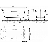 Чугунная ванна Jacob Delafon Biove 170x75 с отверстиями под ручки E2938-00