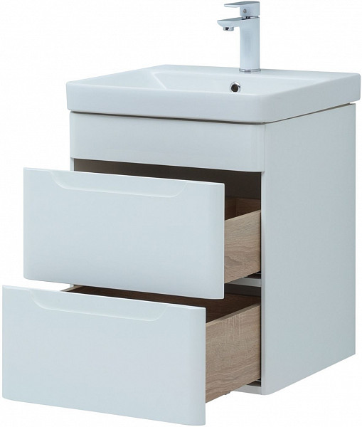 Тумба под раковину Aquanet София 50 белый глянец (2 ящика) 00274171