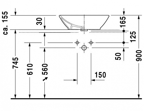 Раковина Duravit Bacino 0334520000