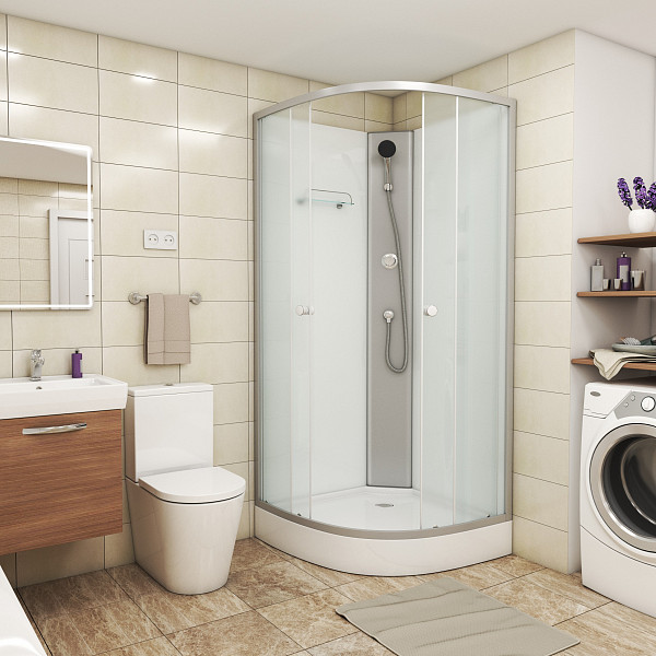 Душ.каб. NG-4301-14BK (900х900х2000) низкий поддон(13см) стекло МАТОВОЕ 3 места