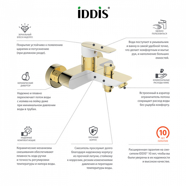 Смеситель для ванны, Cloud, IDDIS, CLOWG02i02
