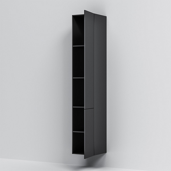 M90CHR0306BM GEM, шкаф-колонна, подвесной, правый, 30 см, двери, push-to-open, цвет: черный матовый