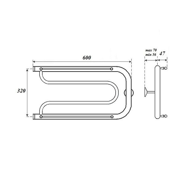 Полотенцесушитель водяной Point PN21336P 320x600 Фокстрот с полкой, хром