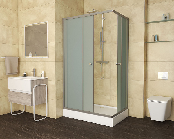 Душ. уголок NG-018-14Q (1000х800х1950) низкий поддон(13см) стекло МАТОВОЕ, 2 места
