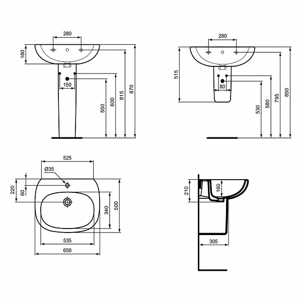 Раковина Ideal Standard Tesi 65 см T3513V1