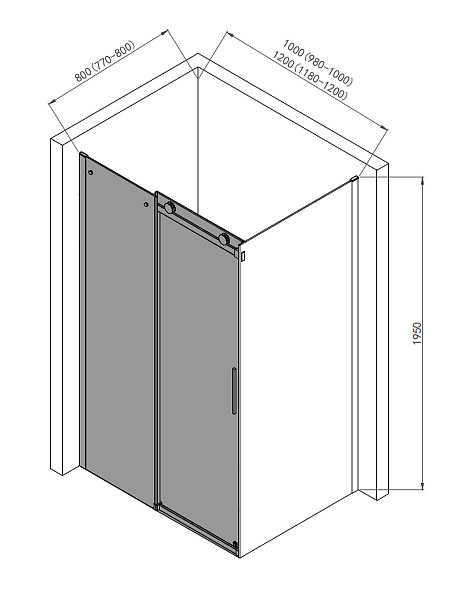 Боковая панель AQUAme, стекло 8мм, цвет профиля хром. Размер 800*1950