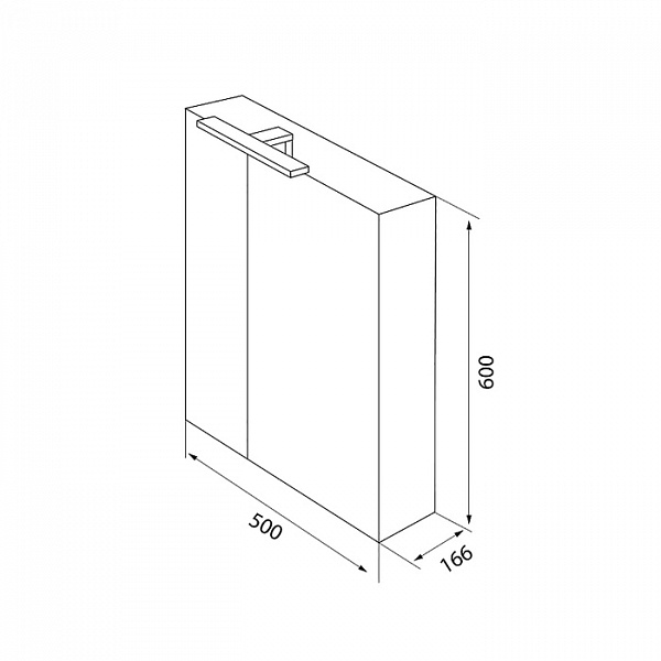 Шкаф-зеркало, 50 см, двухдверный, Mirro, IDDIS, MIR5002i99