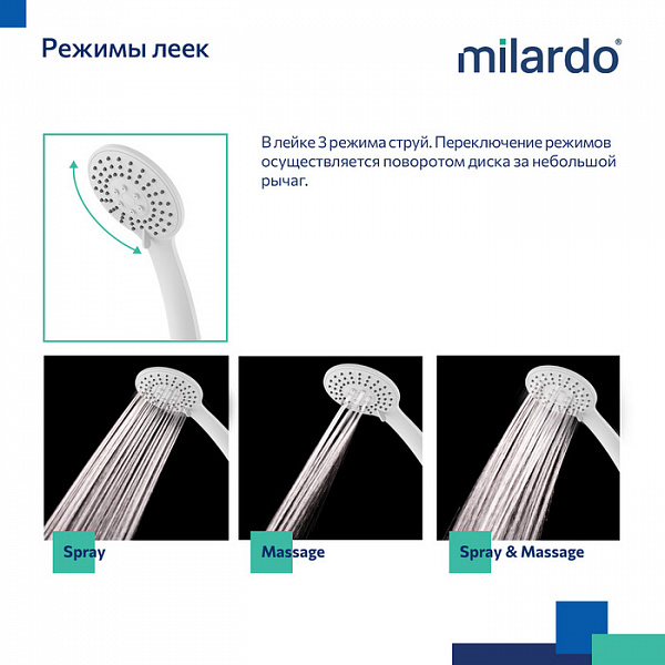 Смеситель для ванны с длинными изливом, белый матовый, Rora, Milardo, RORWT00M10