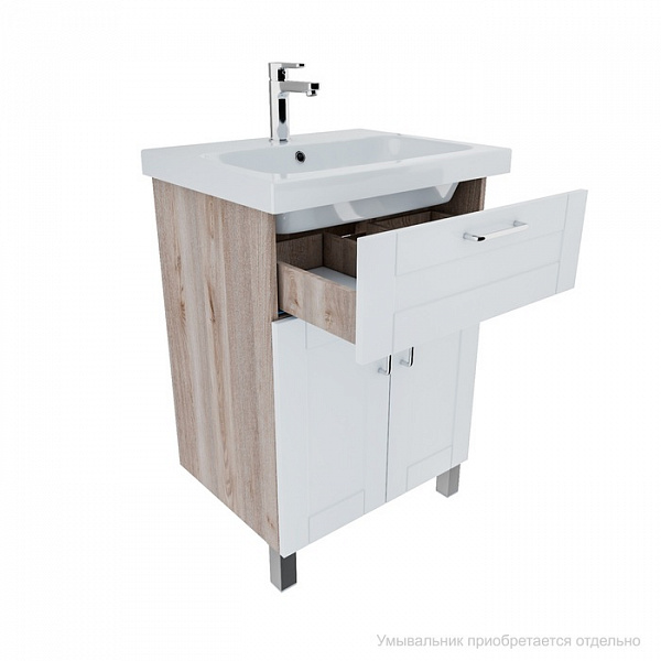 Тумба напольная, 60 см, белая/под дерево, New Sena, IDDIS, NSE60W2i95