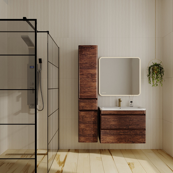 Тумба подвесная Style line Атлантика 80, Люкс старое дерево, под раковину, PLUS