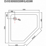Душевое ограждение Loranto B 90х90х200, с низким поддоном 13 см. (CS-816S)