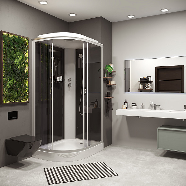 Душ.каб. NG-3512-14R (1200х800х2150) низкий поддон(13см) стекло ТОНИРОВАННОЕ 3 места