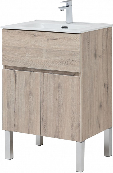 Тумба под раковину Aquanet Алвита New 60 1 ящик, 2 дверцы, дуб веллингтон белый 00277549