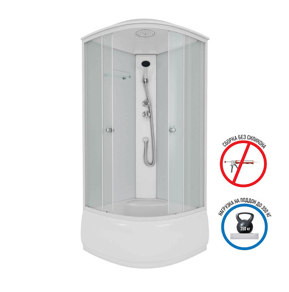 Душ.каб. NG-8308-14 (900х900х2100) высокий поддон(40см), стекло МАТОВОЕ белые профиля 4 места