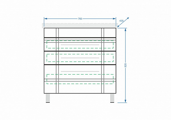 Тумба "Опера 80", патина серебро, Сомо 80