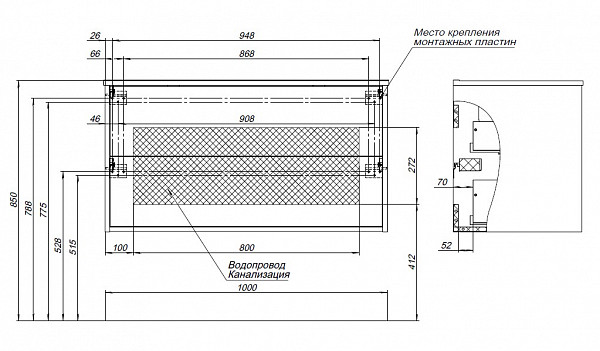 Тумба под раковину Aquanet Lino 100 (Flat) белый глянец 00287544