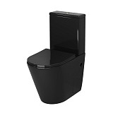 Унитаз GR-4480BS Color (620*365*810) ЧЕРНЫЙ напольный БЕЗОБОДКОВЫЙ с тонкой крышкой, 2 места