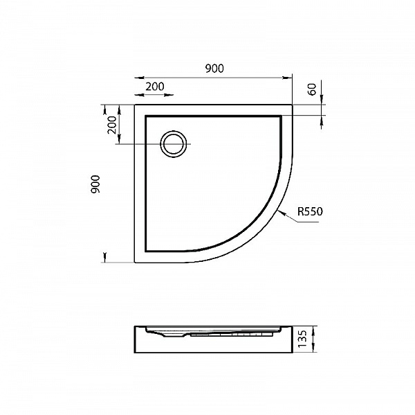 Душевой поддон Santek Палермо 90х90 четверть круга белый 1WH302478
