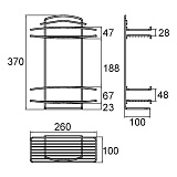 Полка двухъярусная прямая, проволока стальная, 12, Milardo, 212W020M44