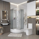 Душ.каб. NG-3301-14BKG (900х900х2000) средний поддон(26см) стекло МАТОВОЕ 4 места