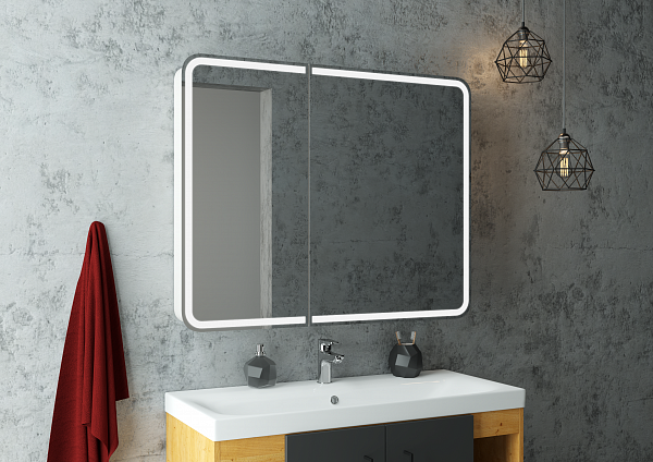 Зеркало-шкаф Континент "Elliott LED" 1000х800 с датчиком движения, розеткой