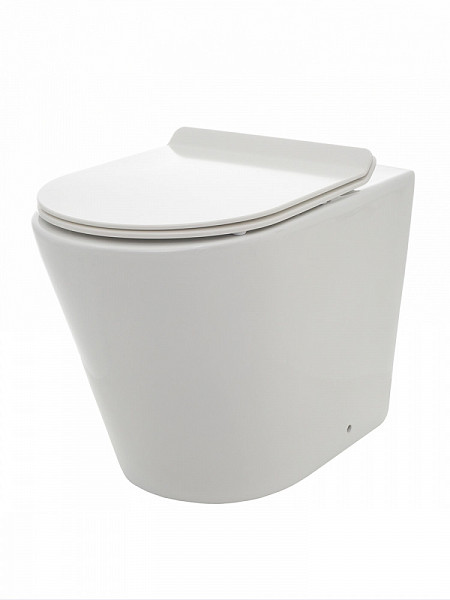 AQM3001 Унитаз напольный приставной AQUAme сиденьем SoftClose, технология смыва Rimless. 580x370x430