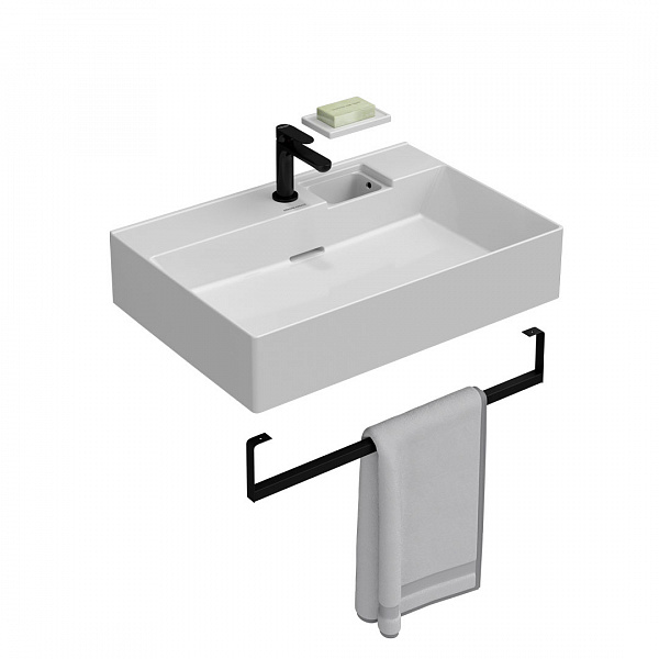 Раковина Kerama Marazzi LOGICA мебельная\подвесная с одним отверстием 70, белая глянцевая