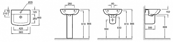 Раковина Jacob Delafon Panache 56х46 см E1434-00