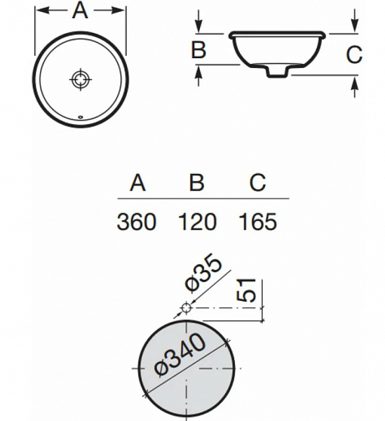 Раковина Roca Круглая Foro 36х36 327880000