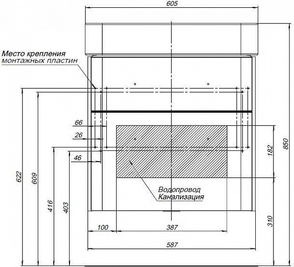 Тумба под раковину Aquanet Виченца 60 белый 00196252