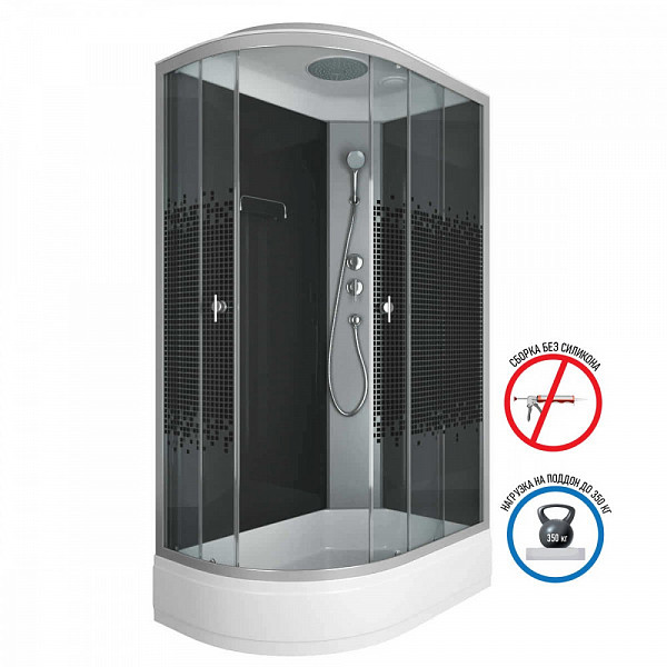 Душ.каб. NG-3524-14R BLACK (1200х800х2150) низкий поддон(26см) стекло  ТОНИРОВАННОЕ 4 места