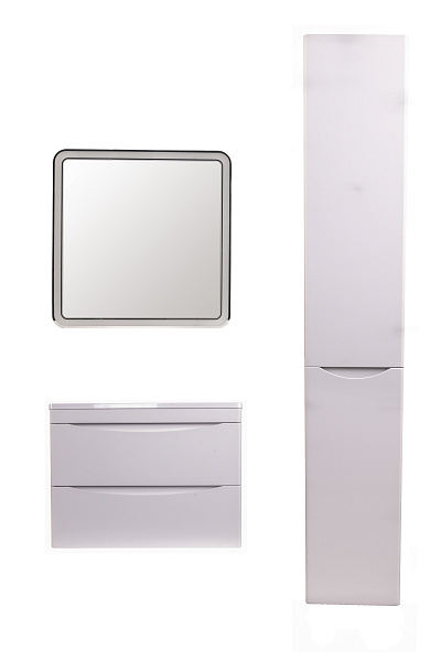 Тумба подвесная "Бергамо мини 60" (2 ящ.) Люкс антискрейтч белый, под раковину, PLUS