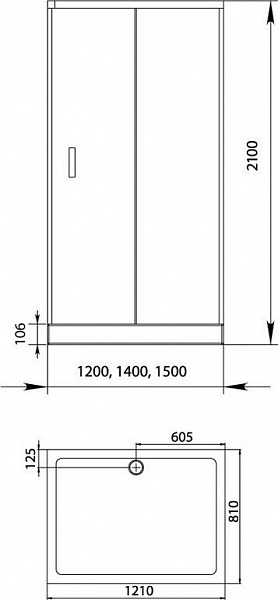 Душевой уголок Aquanet Alfa NAA1131 120x80, прозрачное стекло NAA1131