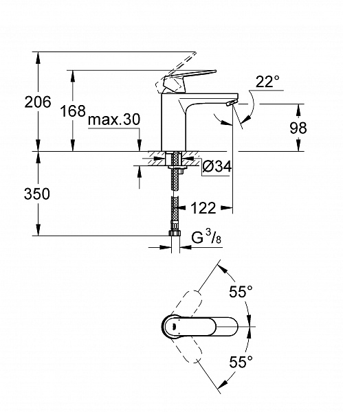 Смеситель для раковины GROHE Eurosmart Cosmopolitan 23327000