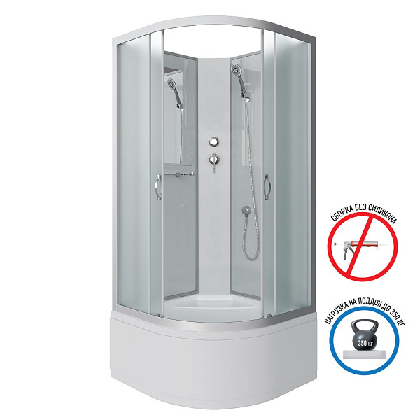 Душ.каб. NG-2307-14BK (800х800х2000) высокий поддон(40см) стекло МАТОВОЕ 4 места