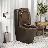 Унитаз GR-4480BRMS Color (620*365*810) КОРИЧНЕВЫЙ МАТОВЫЙ напольный БЕЗОБОДКОВЫЙ, 2 места