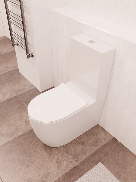 AQM1002 Унитаз напольный Rimless AQUAme c сиденьем SoftClose,  горизонтальный выпуск. 660x360x435мм