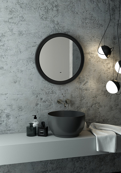 Зеркало Континент "Planet black Led" D 600 с бесконтактным сенсором