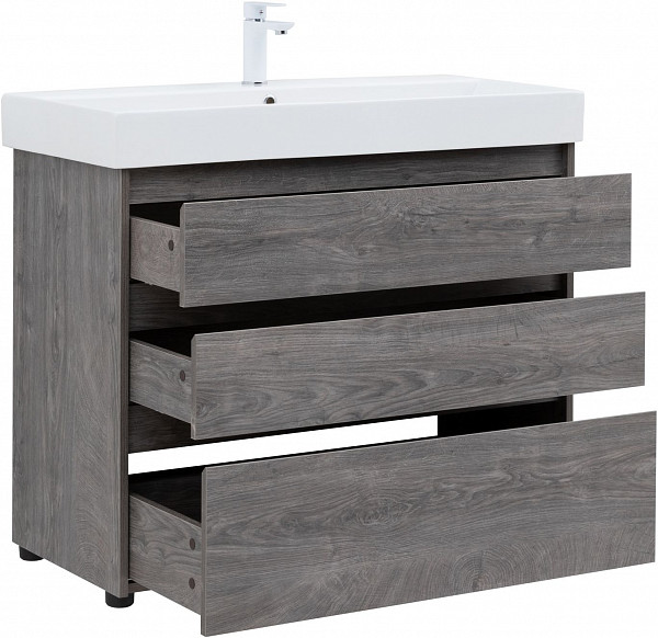 Тумба под раковину Aquanet Nova Lite 100 дуб рошелье (3 ящика) 00302479