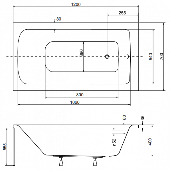 Акриловая ванна Besco Talia 120x70 WAT-120-PK
