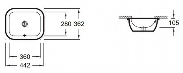 Встраиваемая раковина Jacob Delafon Vox 44,2х36,2 см EYC102-00