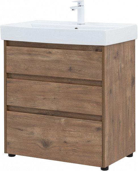 Тумба под раковину Aquanet Nova Lite 75 дуб рустикальный (3 ящика) 00302474