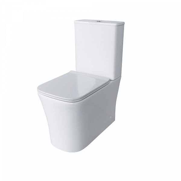 Унитаз Classic GR-4467S (620*360*820) напольный БЕЗОБОДКОВЫЙ с тонкой крышкой, 2 места