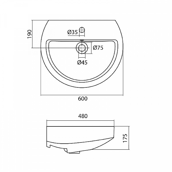 Полукруглая раковина Santek Аллегро 60 1WH301953