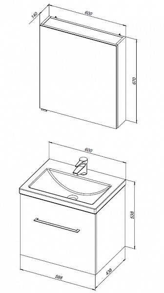 Мебель для ванной Aquanet Порто 60 белый 00196676