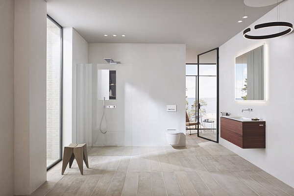 Унитаз-биде подвесной Geberit AquaClean Sela 146.224.21.1 панель хром