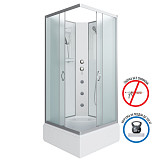 Душ.каб. NG-1108-14BKG (900х900х2000) средний поддон(26см) стекло МАТОВОЕ 4 места с полкой