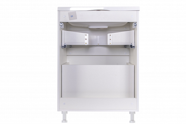 Тумба напольная "Бергамо мини 60" (2 ящ.) Люкс антискрейтч белый, под раковину, PLUS