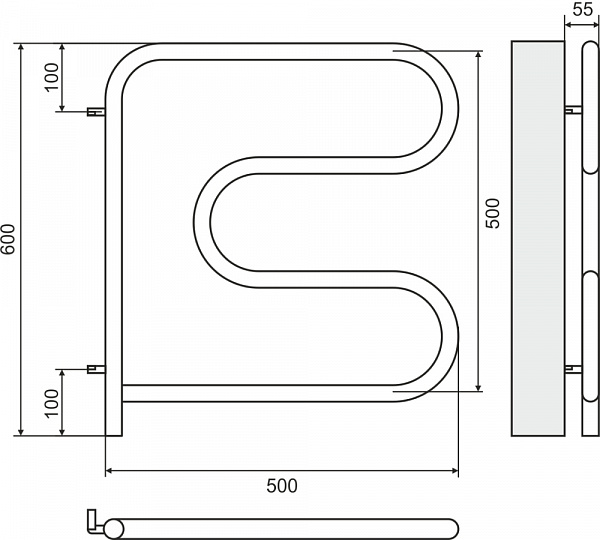 Полотенцесушитель электрический Terminus  F-образный 500х500